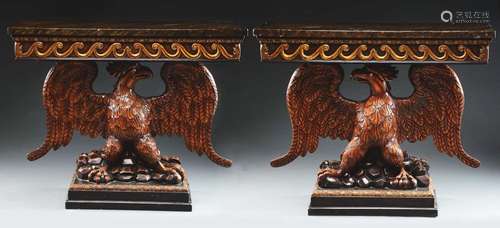 Pair Of George II Style Eagle Console Tables.