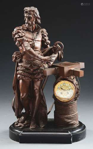 Unusual Christopher Columbus Spelter Figural Nautical Theme Clock.