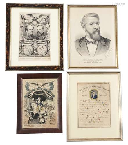 Lot Of 4: N. Currier & Other Political/Satirical Engravings.