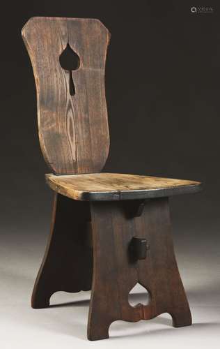 Charles P. Limbert Early Spade Cutout Hall Chair, No. 80.