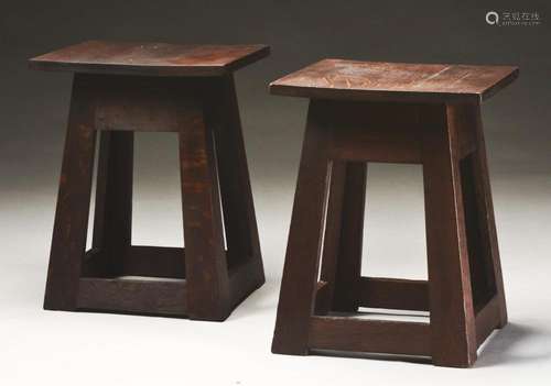 Lot of 2: Pair, Gustav Stickley for Tobey Arts & Crafts Taborets.