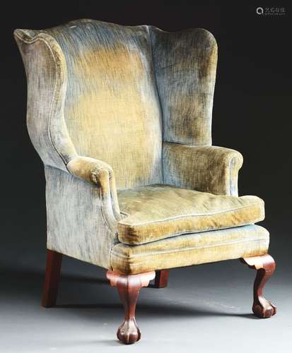 Chippendale Style Mahogany Ball And Claw Wingchair.