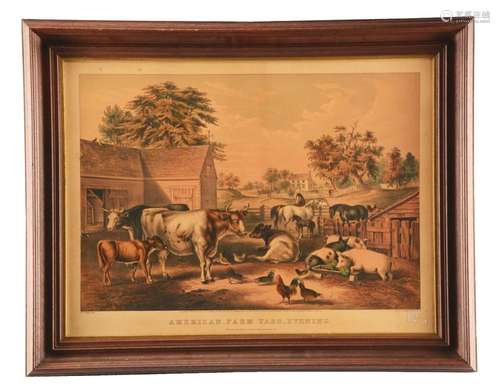 American Farmyard Evening Currier & Ives Large Folio.