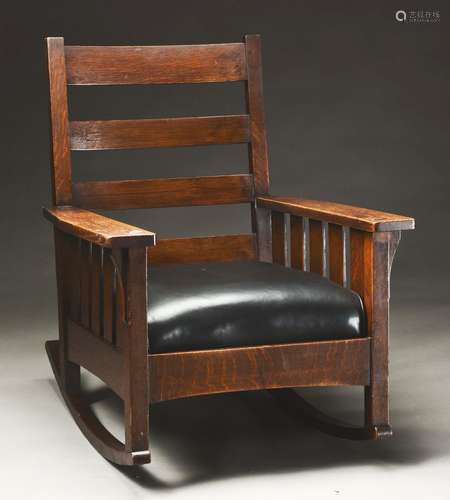 L&JG Stickley (Attr.) Large Slat Sided Rocker,