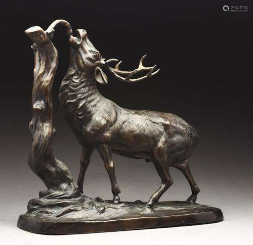 Unknown Artist Bronze Stag Sculpture.