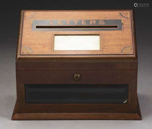 Inlaid Walnut Slant Lid Letter Box.