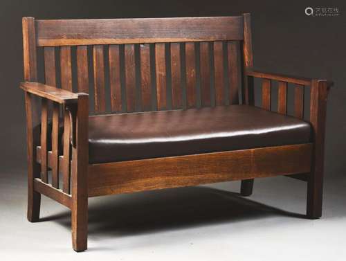 Harden (Attr.) Arts & Crafts Drop-Arm Settle/Bench.