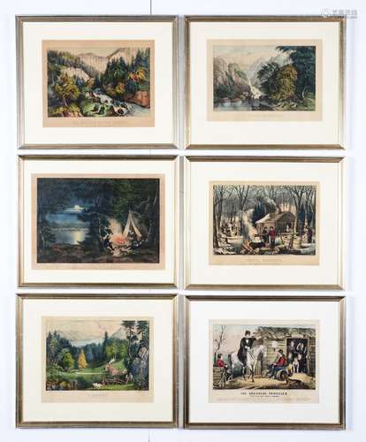 Group of 6: Currier & Ives Landscape & Country Lithographs.