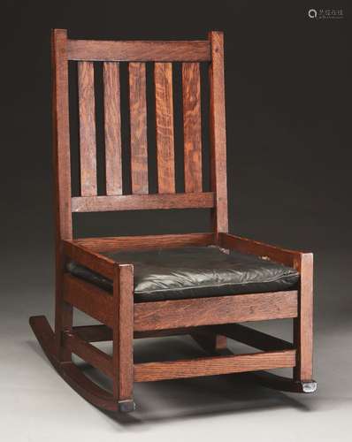 Gustav Stickley Hip-Rail Rocker, No. 327.