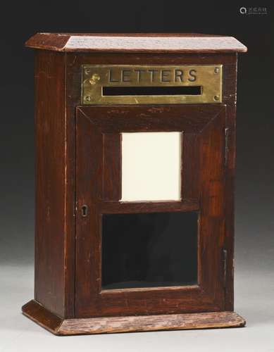 Edwardian Oak Countertop Hotel Letter Box.