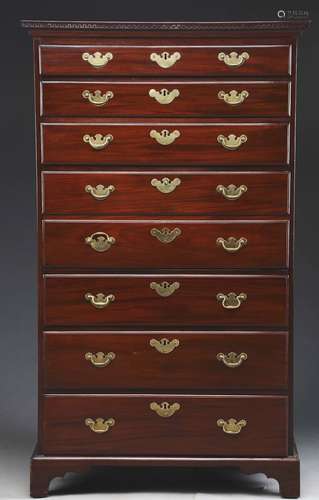 Fine Chippendale Santo Domingo Mahogany Gentleman's Secretary Chest.