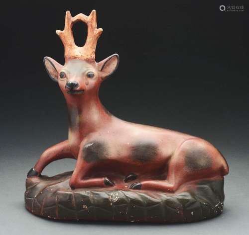 Large Chalkware Figure of a Recumbant Deer.