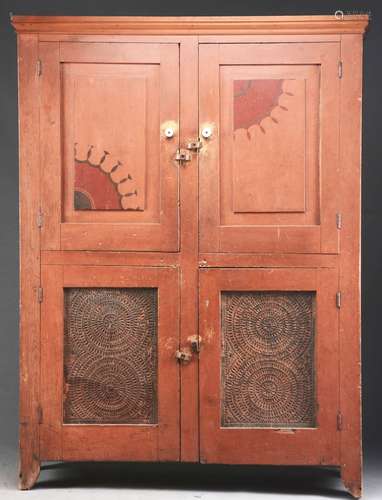 Rare Decorated Pie Safe Food Cupboard.