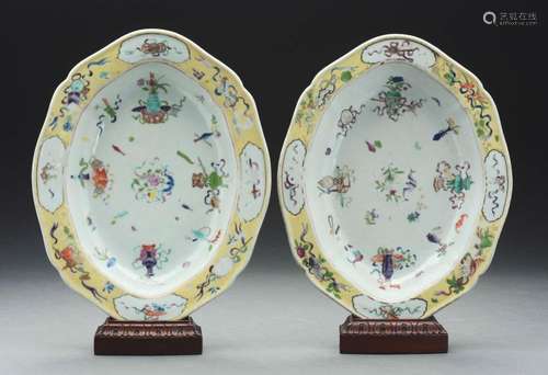 Pair of Export Porcelain Inserts.