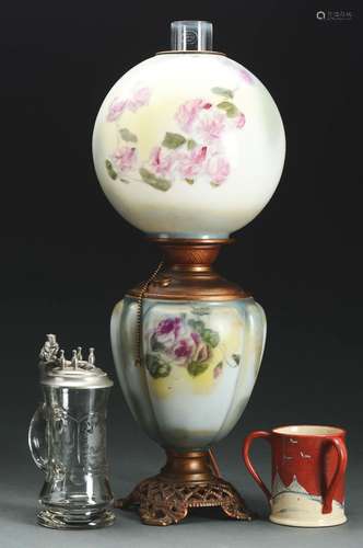 Group Of 3: Gone With The Wind Table Lamp, 3 Handled Cup & Bowling Themed Stein.