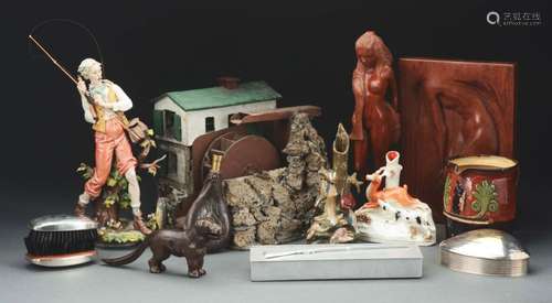 Collection of Estate Items Including Carvings and Pottery.