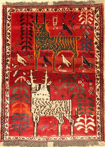 Shiraz Gabbeh Rug (Deer Motif),