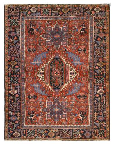 A FINE KARAJA RUG, NORTH-WEST PERSIA approx: 6ft.2in. x 4ft.10in.(188cm. x 147cm.) Classic design for this type with well drawn motifs and good colour combination. Ends and selvages secured. Apart of touches of  slight wear this rug is in very good usable condition. Good furnishing piece.