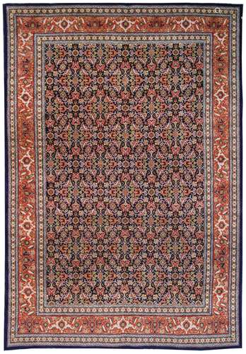 A FINE TABRIZ CARPET, NORTH-WEST PERSIA approx: 9ft.7in. x 6ft.7in.(291cm. x 201cm.) Excellent condition throughout. Classic design for this type. This carpet has full pile, good wool quality. Colours are well balanced. Ends and selvages original. tight weave, 6 x 5 knots per sq. cm. Good furnishing piece, ca.1950's