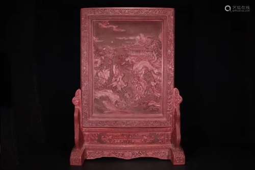 A Red Lacquerware Plaque