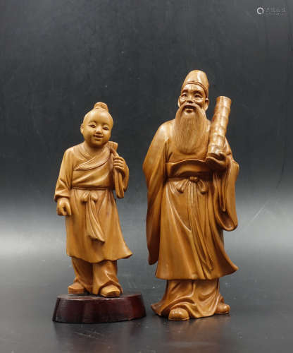 CHINESE BOXWOOD CARVED FIGURINES