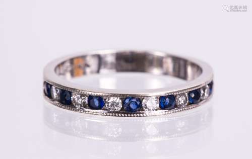 DIAMOND AND SAPPHIRE ON 14K WHITE GOLD RING
