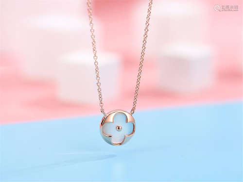 LV 18K ROSE GOLD MOTHER OF PEARL PENDANT NECKLACE