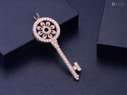 TIFFANY 18K ROSE GOLD SUNFLOWER KEY PENDANT NECKLACE