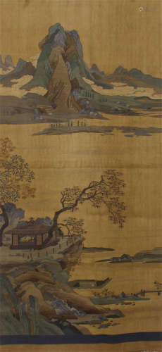 CHINESE KESI EMBROIDERY TAPESTY OF MOUNTAIN VIEWS