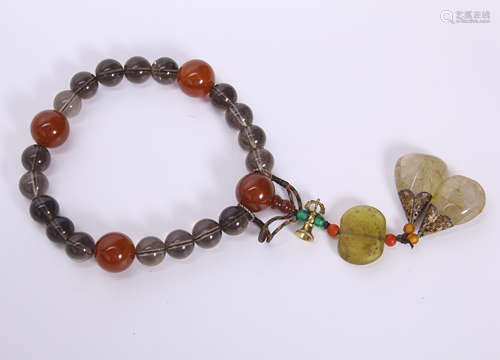 CHINESE ROCK CRYSTAL AGATE BEAD BRACELET