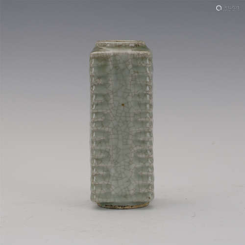 CHINESE PORCELAIN CELADON GLAZE SQUARE CONG VASE