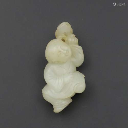 CHINESE WHITE JADE CARVED BOY