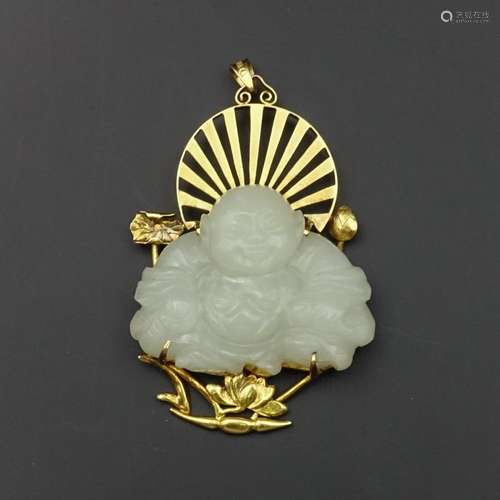 CHINESE WHITE JADE BUDDHA PENDANT