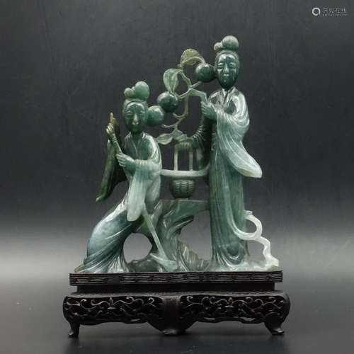 CHINESE JADEITE CARVED TWO LADIES