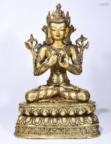 Chinese gilt bronze guanyin