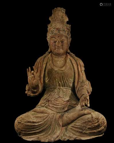 Chinese carved wood guanyin