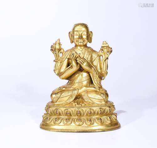 Chinese gilt bronze lama