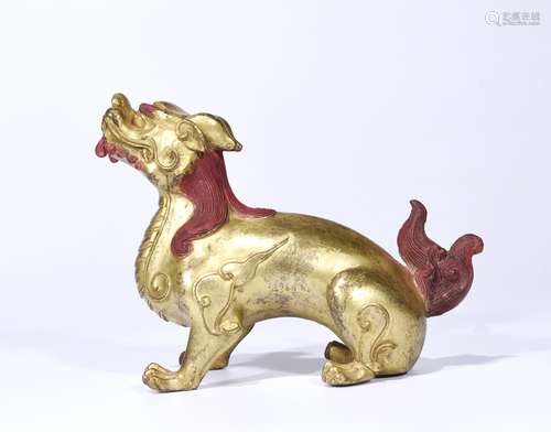 Chinese gilt bronze Auspicious beast