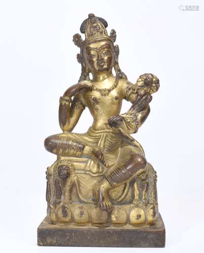 Chinese gilt bronze guanyin