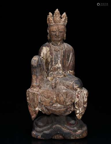 Chinese carved wood guanyin