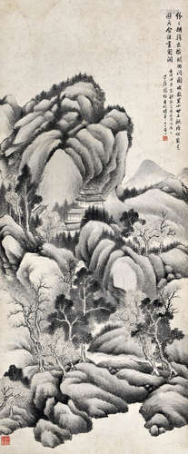 林纾（1854～1924） 深山古剎 立轴 水墨纸本