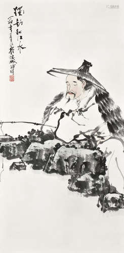 林峥明（b.1958） 独钓秋江 立轴 设色纸本