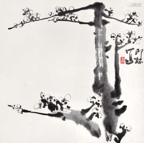 萧朗（1917～2010） 墨梅 镜片 水墨纸本