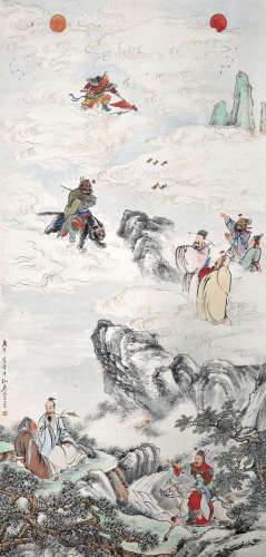 袁培基（1870～1943） 天官赐福 立轴 设色纸本