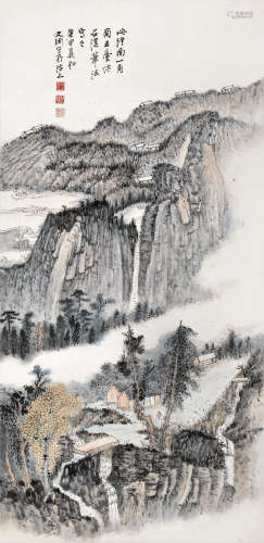 李文渊（1880～1950） 终南山一角 立轴 设色纸本