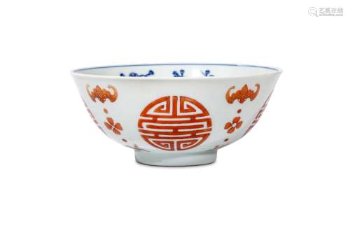 A CHINESE ‘BATS AND SHOU CHARACTER’ BOWL. Qing Dynasty, Daoguang era. The exterior decorated in