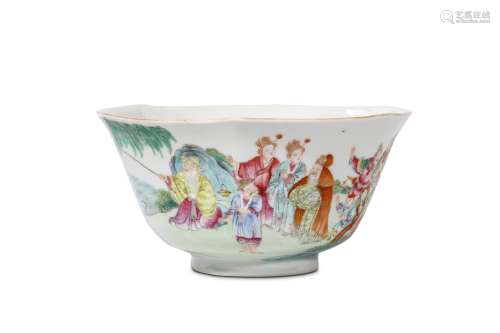 A FAMILLE ROSE BOWL. Qing Dynasty, Jiaqing mark and period. With deeply rounded sides and an