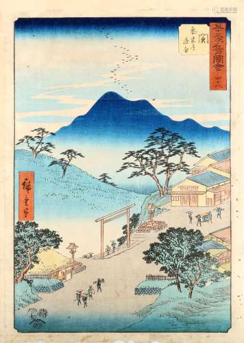 TWO WOODBLOCK PRINTS BY HIROSHIGE AND HOKUSUI.