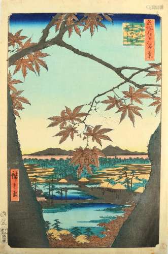 A WOODBLOCK PRINT BY HIROSHIGE.