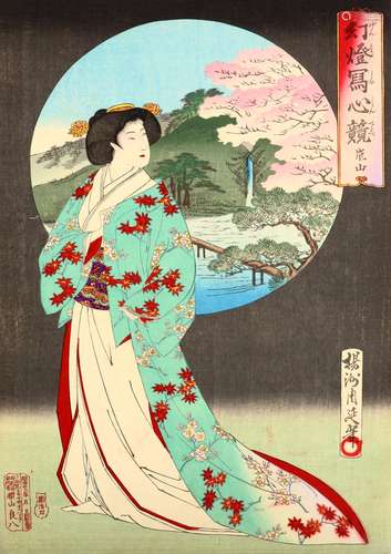 THREE JAPANESE WOODBLOCK PRINTS BY KUNICHIKA AND CHIKANOBU.